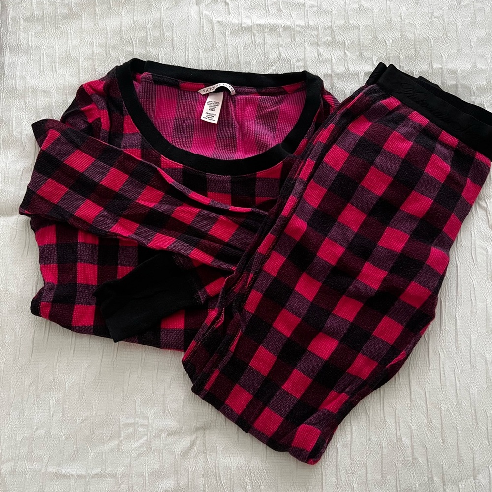 Victoria's Secret Pink and Black Plaid Pajama Set